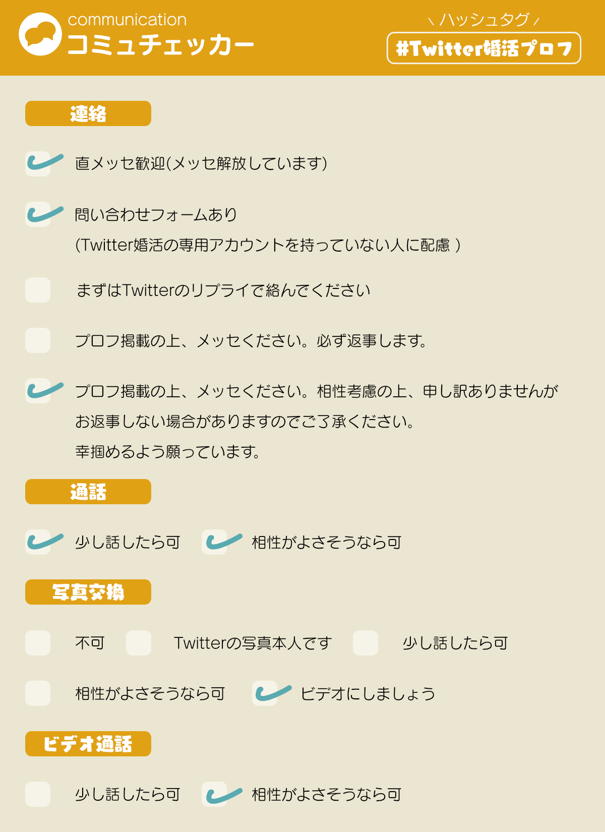 Twitter婚活(ツイッター婚活)のプロフィール